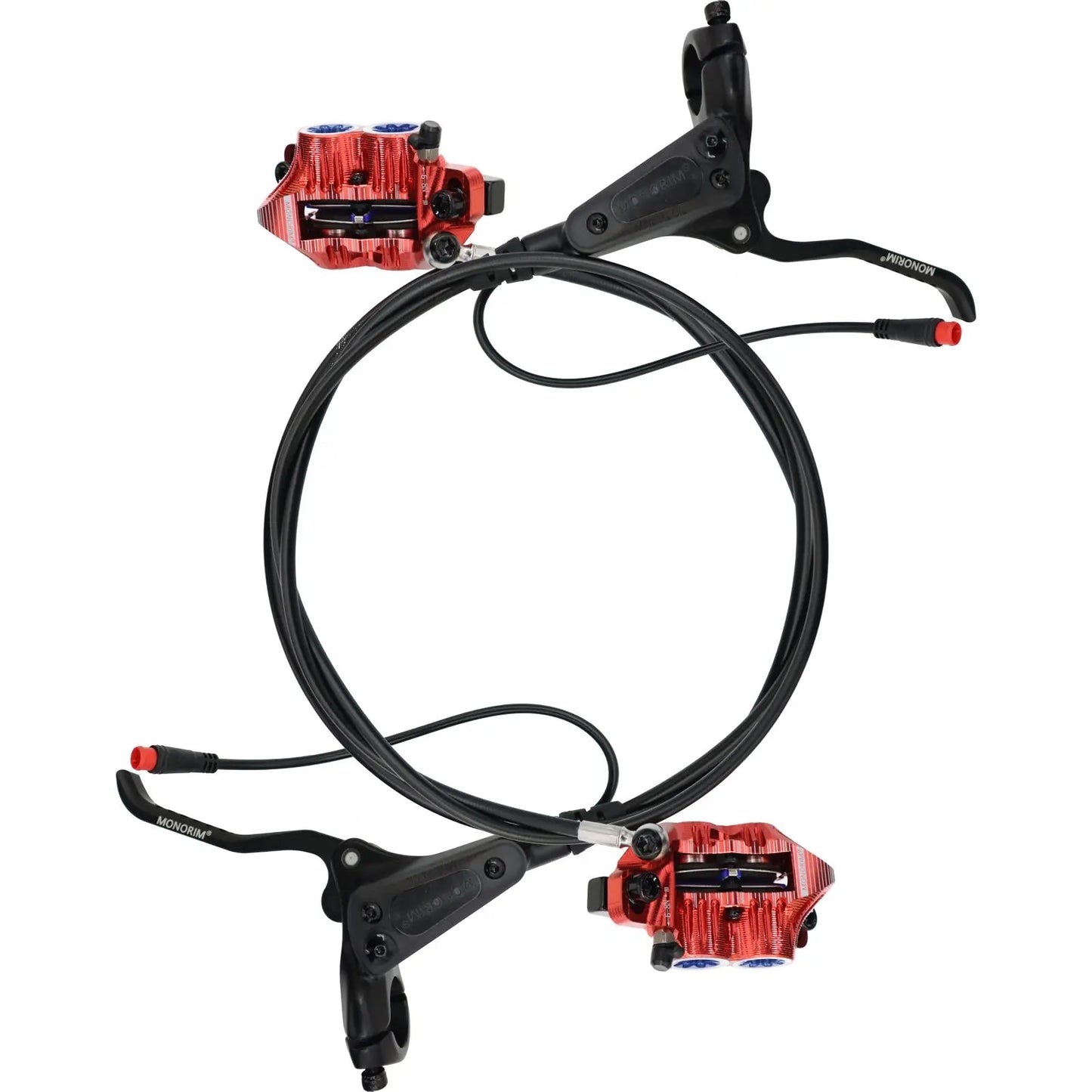 MONORIM EB01 4-Kolben Mountainbike Hydraulische Scheibenbremsen Hydraulische Fahrradbremsen Vorne 850mm und Hinten 1750mm mit PM Adapter für 160mm Rotor Garantie: 3 Jahre