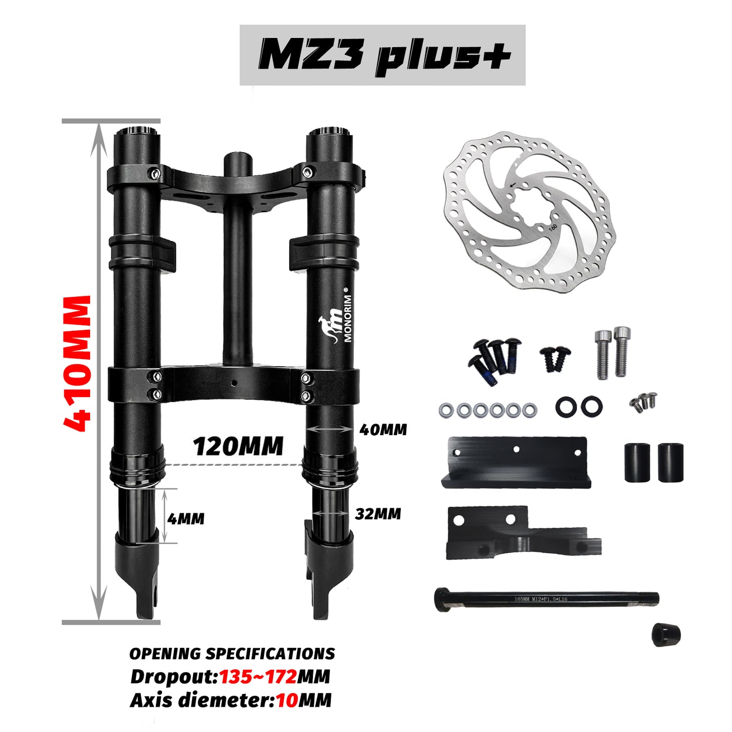 Monorim MZ3 plus+ Dual air version front suspension for Segway ZT3 pro.