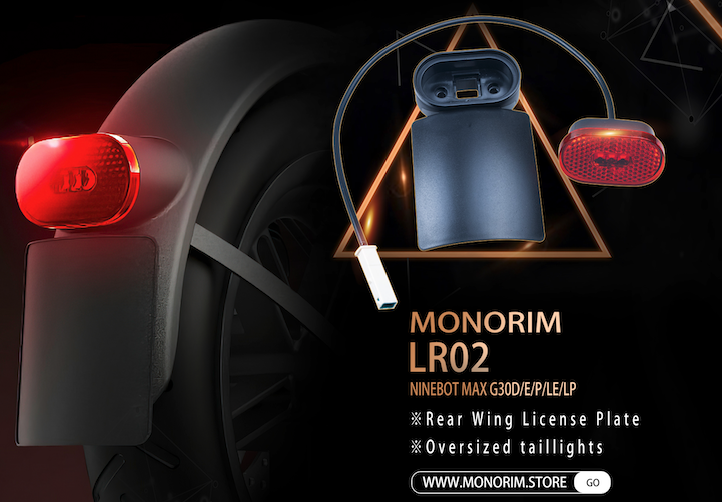 Monorim LR02 Scooter Tailight with License Support for Xiaomi/Segway Max G30 Series, eScooter Replacement Parts