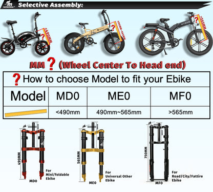 Monorim MD0 coil/air suspension 490mm/12inch front modify great kit to be more safety and comfort for Fiddo/DYU/Kugoo/jetson Bolt or minibikes