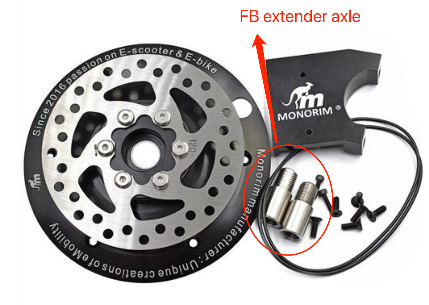 Monorim MD FB Motor Deck Upgrade Disc Brake Parts for Hiboy s2 Scooter, 120/140mm Disc for Front Motor