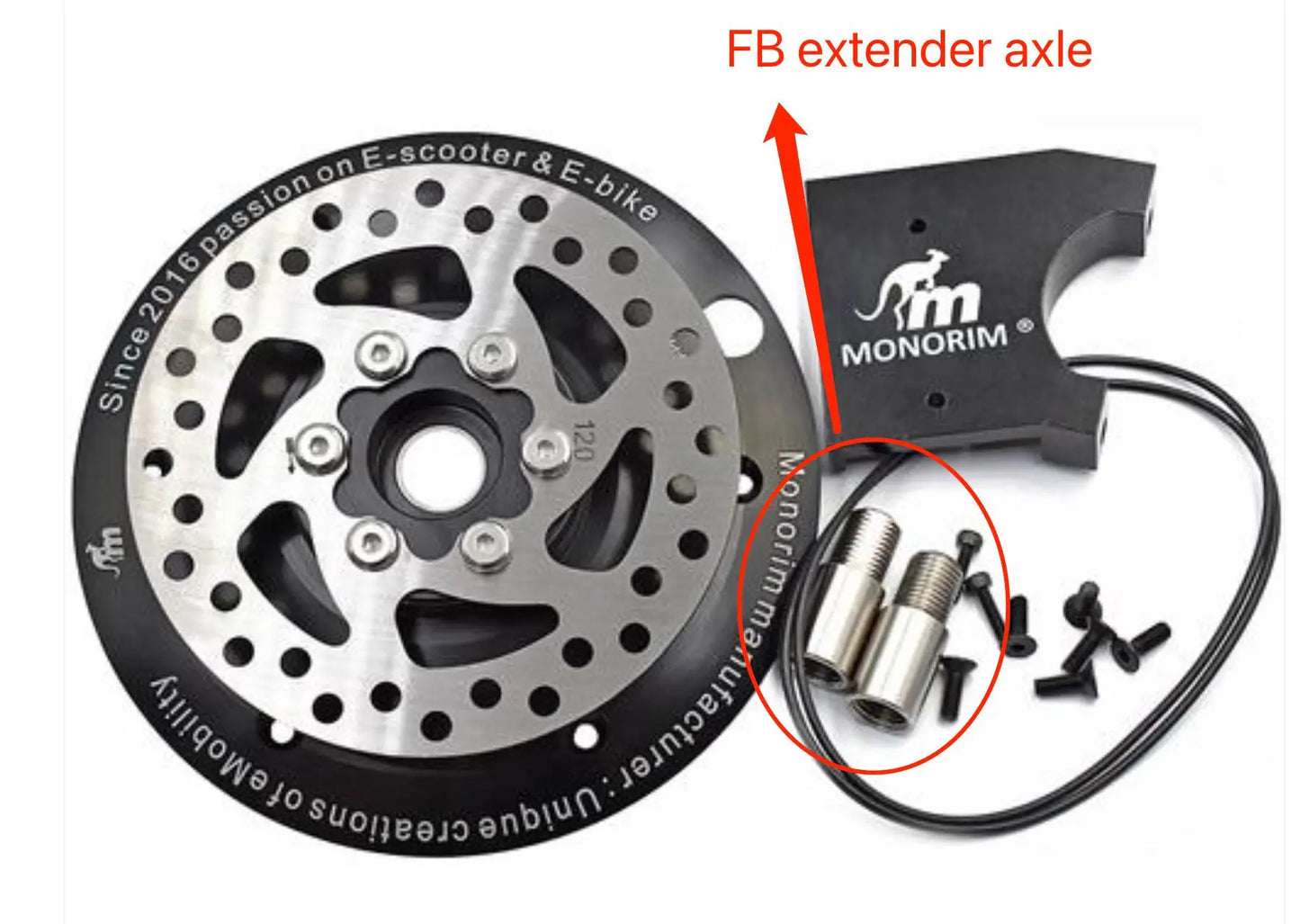 Monorim MD FB Motor Deck Upgrade Disc Brake Parts for Xiaomi Scooter es, 120/140mm Disc for Front Motor