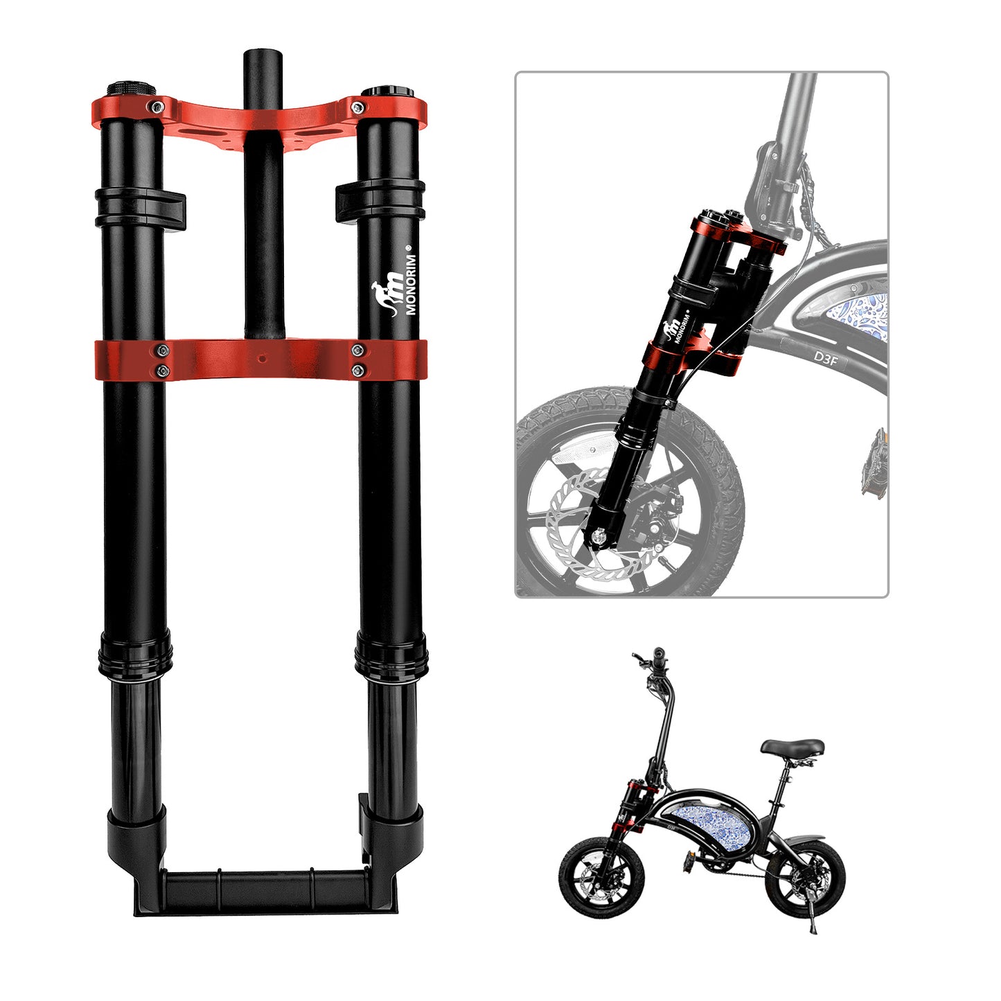 Monorim MD0-14inch front suspension modify great kit to be more safety and comfort for DYU D3+/ D3F ebike ：