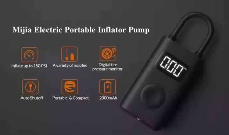 Monorim Mijia Portable Smart Digital Tire Pressure Detection Electric Inflator Pump for xiaomi/segway/escooters or ebike