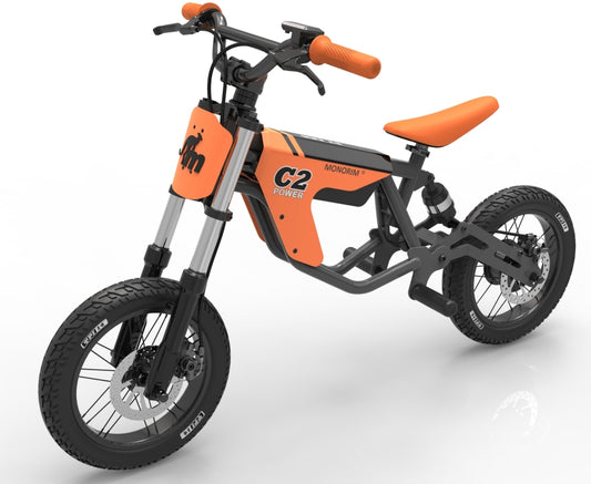 （preorder）🥇 Monorim C2 (Porsche version) Electric Bike for Kids Ages 5-15 Years Old, 24V 200W Electric Balance Bike with 12 inch Inflatable Tire and Adjustable Seat, Electric Motorcycle for Kids Boys & Girls