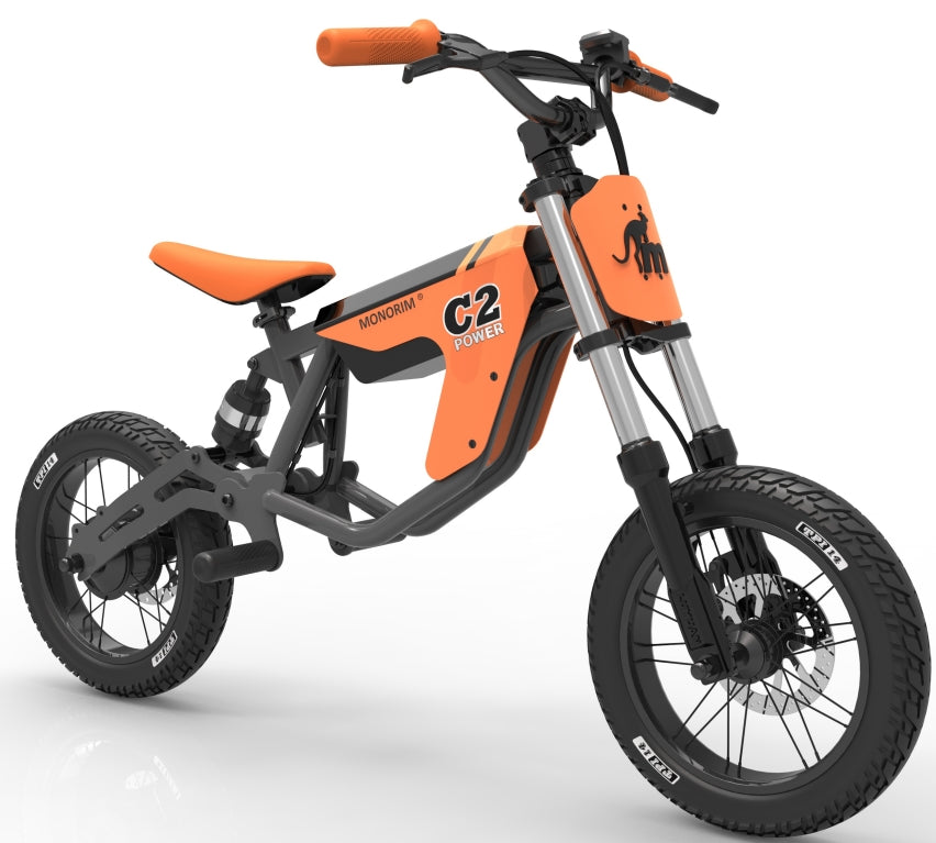 （preorder）🥇 Monorim C2 (Porsche version) Electric KID EMOTO for Kids Ages 5-15 Years Old, 24V 200W Electric Balance Bike with 12 inch Inflatable Tire and Adjustable Seat, Electric Motorcycle for Kids Boys & Girls