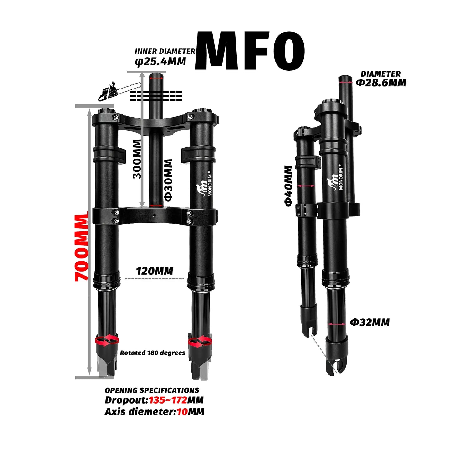 Monorim MD0/ME0/MF0 front modify great kit to be more safety and comfort for Mini & foldable ebike & Fat Tire ebike /one