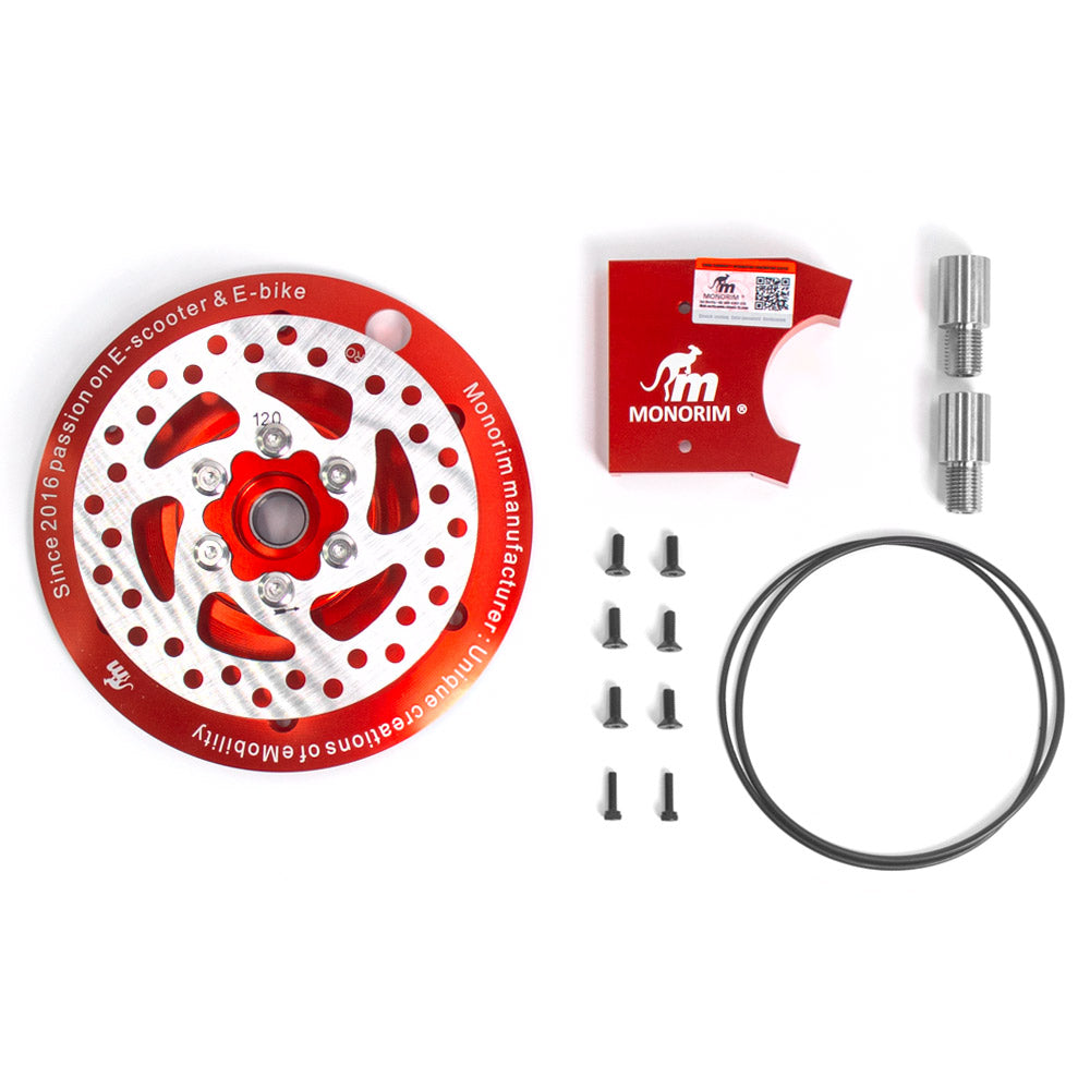 Monorim MD FB Motor Deck Upgrade Disc Brake Parts for Red Bull Racing class Scooter, 120/140mm Disc for Front Motor