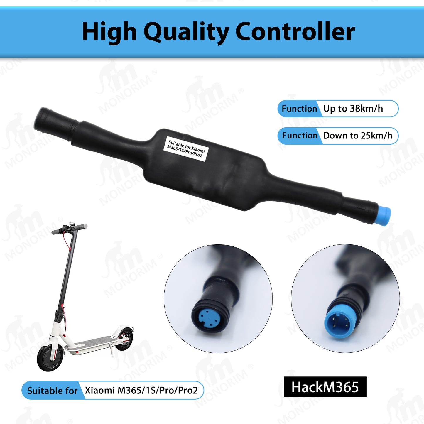 Monorim HACKM365 Hack controller set to be 40km/h unload for Xiaomi M365/Pro/1S/Pro2  Max speed mode: 38km/h(Unload) Adjustable by Application