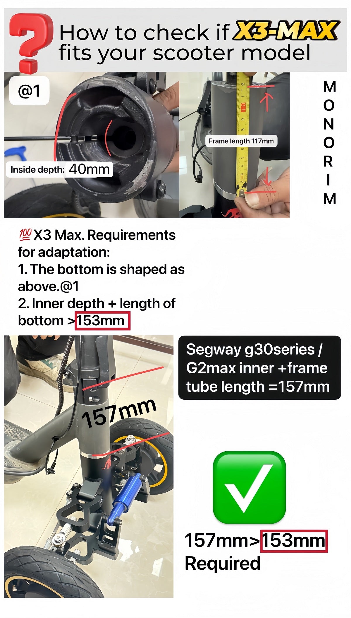 Monorim X3max-G30/G2 Suspension for Segway G30 D/E/P/LP/LE/LD/ G2 all series innovation upgrade three wheels/motor construction kits