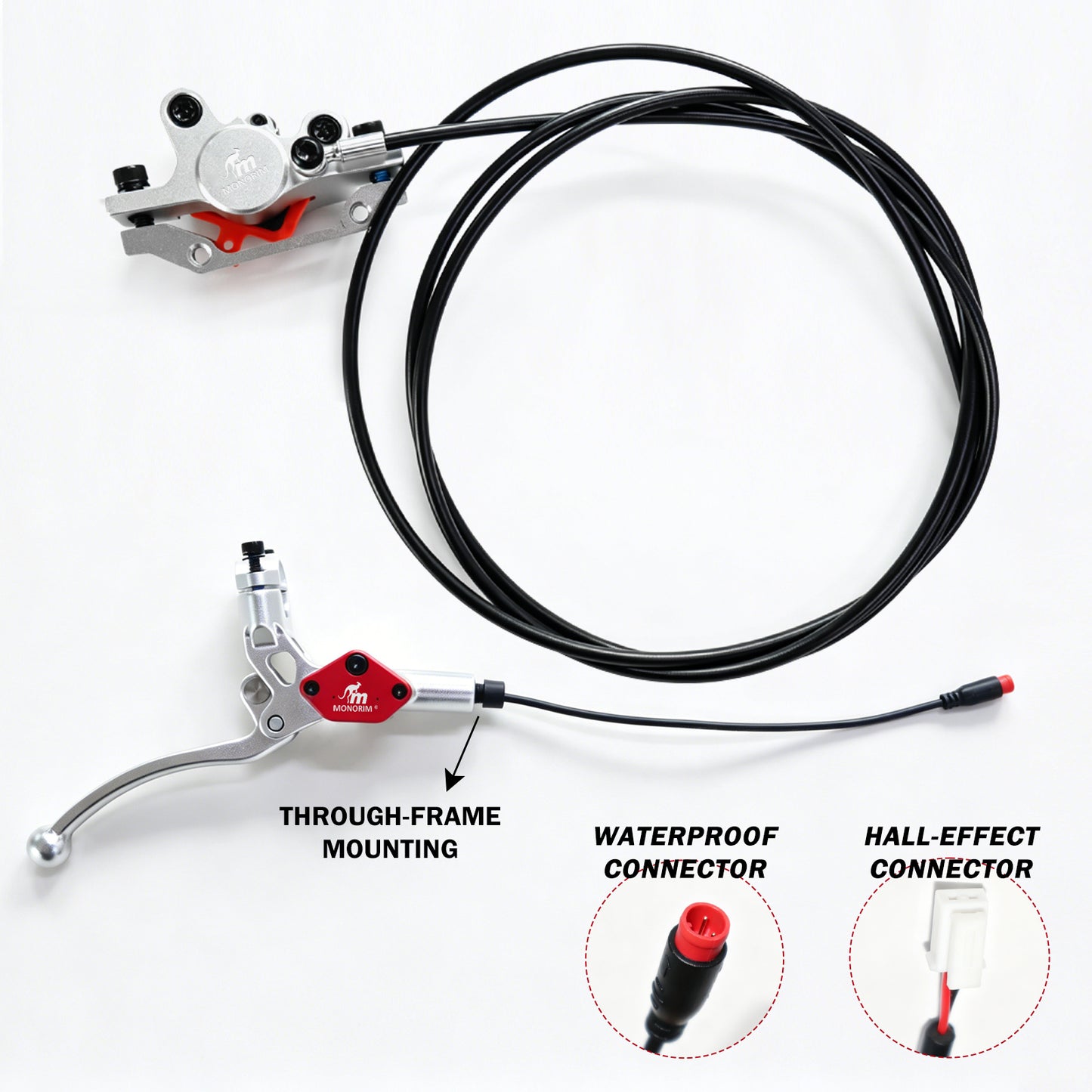 MONORIM EB02-KG2 2-Piston  specially for Kukirin kugoo G2max Hydraulic e-scooter Brakes left 1350mm and right 2000mm ,compatible for all off-road models