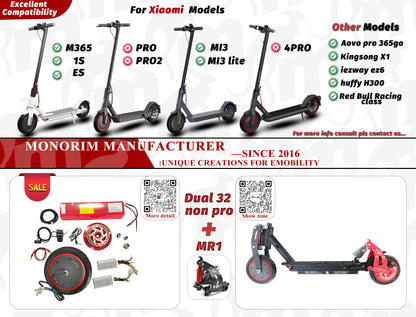 Monorim Dual32 Ultra AWD 36V Upgrade Kit to be 14.4ah 760W for xiaomi Scooter mi3