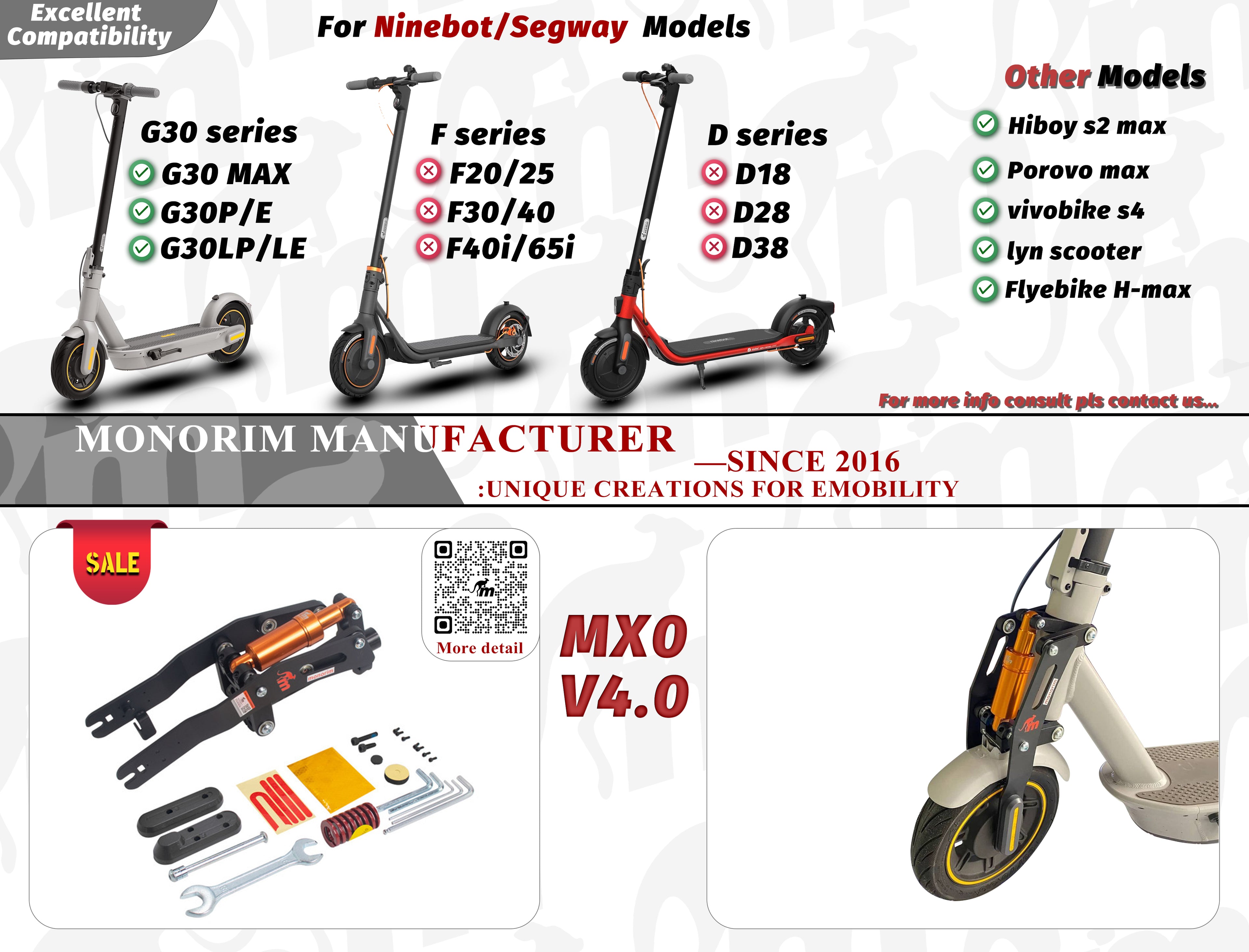 Monorim MX0 Front Suspension kit v4.0 for Segway Scooter Max G30 D/E/P –  monorim store