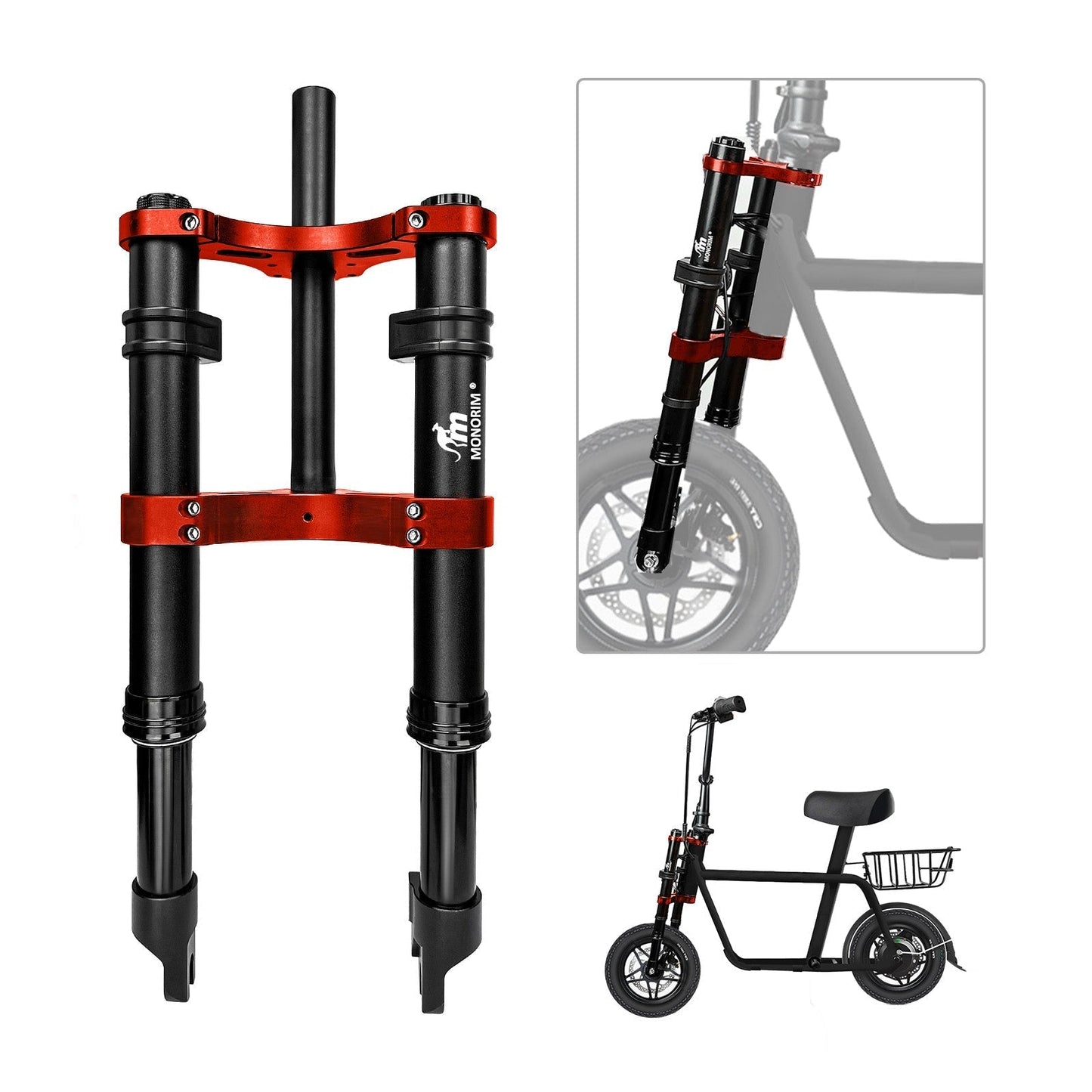 Monorim MB0-12inch front air suspension modify great kit to be more safety and comfort for HAAPYPRUN X40  ebike
