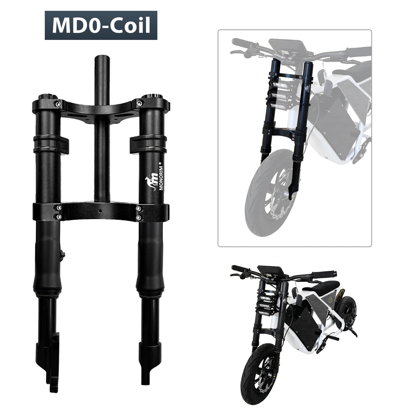 Monorim MD0 coil/air suspension 490mm/12inch front modify great kit to be more safety and comfort for Fiddo/DYU/Kugoo/jetson Bolt or minibikes