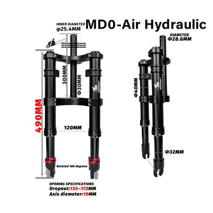 Monorim MD0 coil/air suspension 490mm/12inch front modify great kit to be more safety and comfort for Fiddo/DYU/Kugoo/jetson Bolt or minibikes