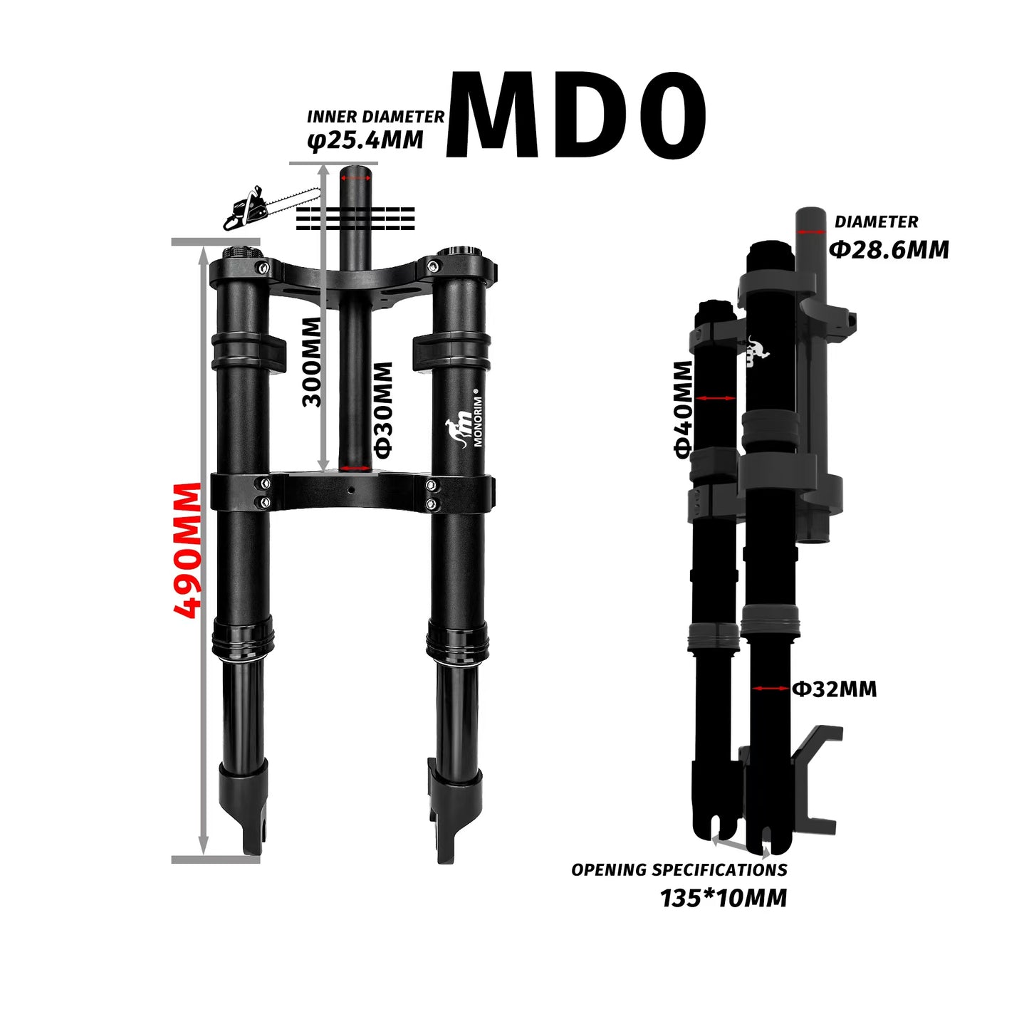 Monorim MD0/ME0/MF0 front modify great kit to be more safety and comfort for Mini & foldable ebike & Fat Tire ebike