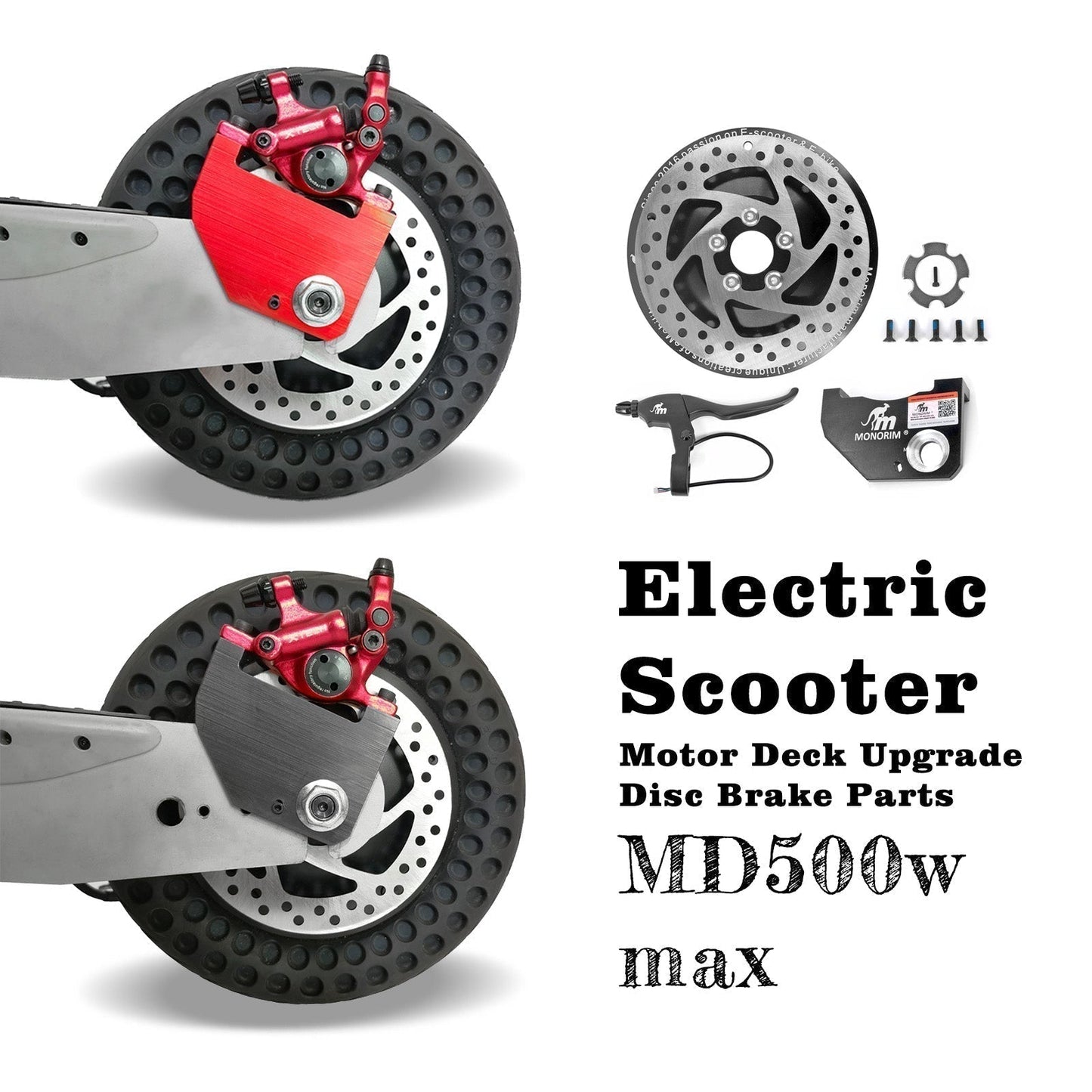 Monorim MD500W-MAX Motor Deck Upgrade Disc Brake Parts For t3s/T3s pro+ Scooter, 140mm for Rear Motor