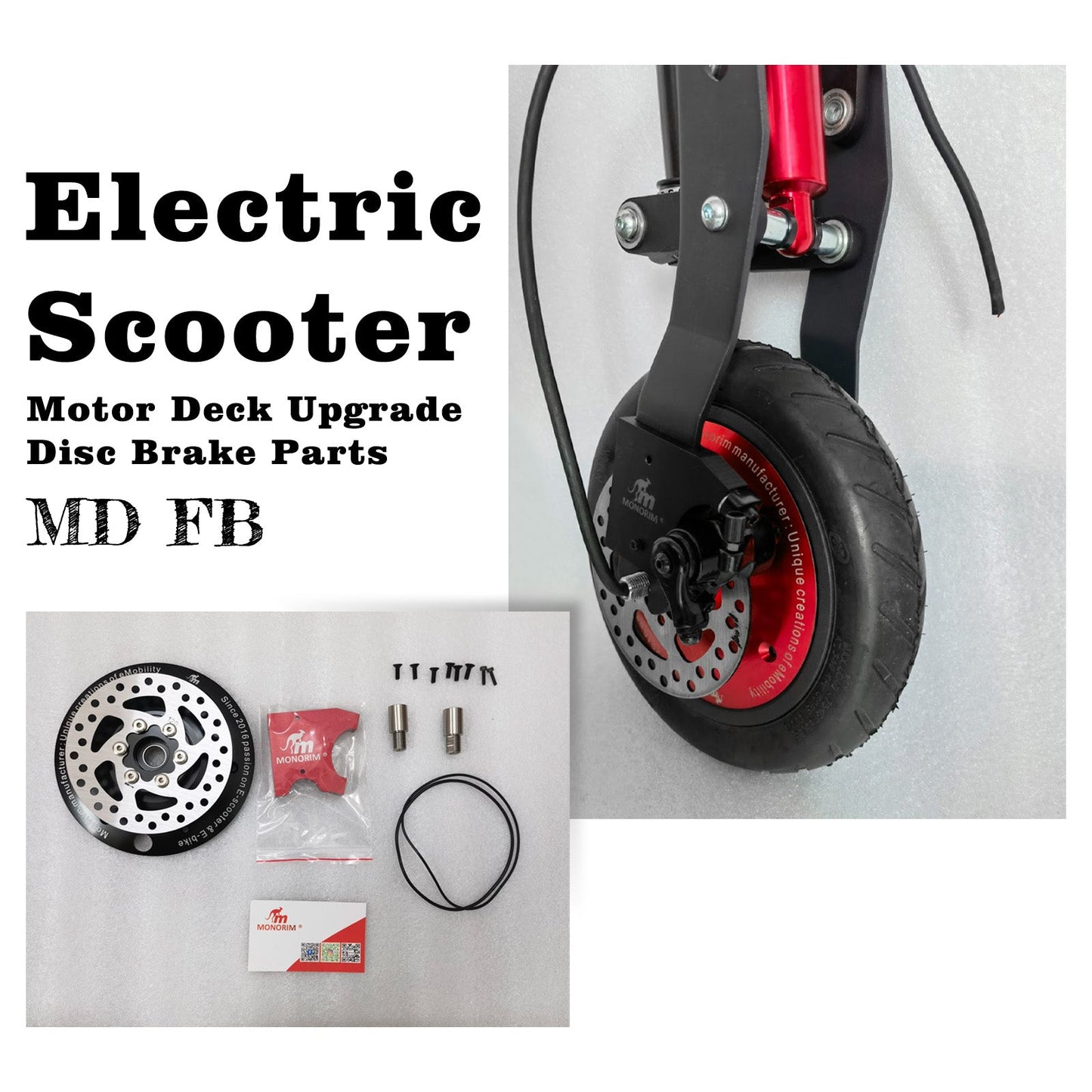 Monorim MD FB Motor Deck Upgrade Disc Brake Parts for Xiaomi Scooter es, 120/140mm Disc for Front Motor