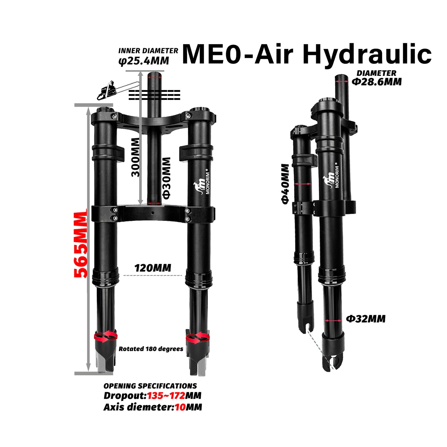 Monorim MD0 coil/air suspension 490mm/12inch front modify great kit to be more safety and comfort for Fiddo/DYU/Kugoo/jetson Bolt or minibikes