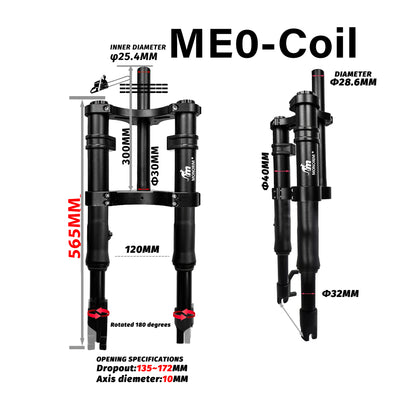 Monorim ME0 coil/air suspension 565mm/14inch front modify great kit to be more safety and comfort for Fiddo/DYU/Kugoo/jetson Bolt/Engwe or minibikes or Foldable