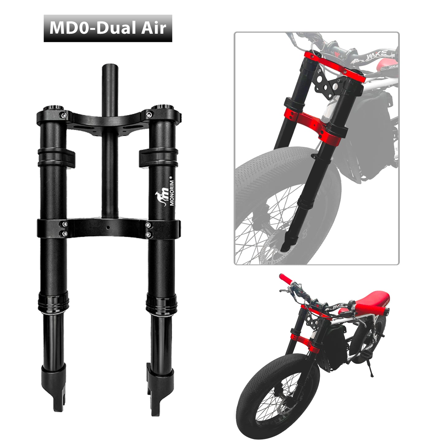 Monorim ME0 coil/air suspension 565mm/14inch front modify great kit to be more safety and comfort for Fiddo/DYU/Kugoo/jetson Bolt/Engwe or minibikes or Foldable