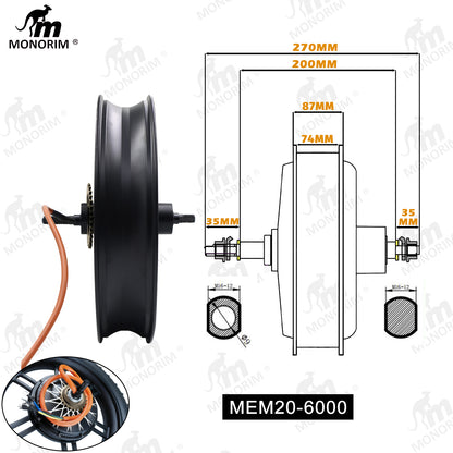 🥇Monorim MEM20-6000 20inch PEAK 7000W e-bike hub motor Maximum Supported Operating Current