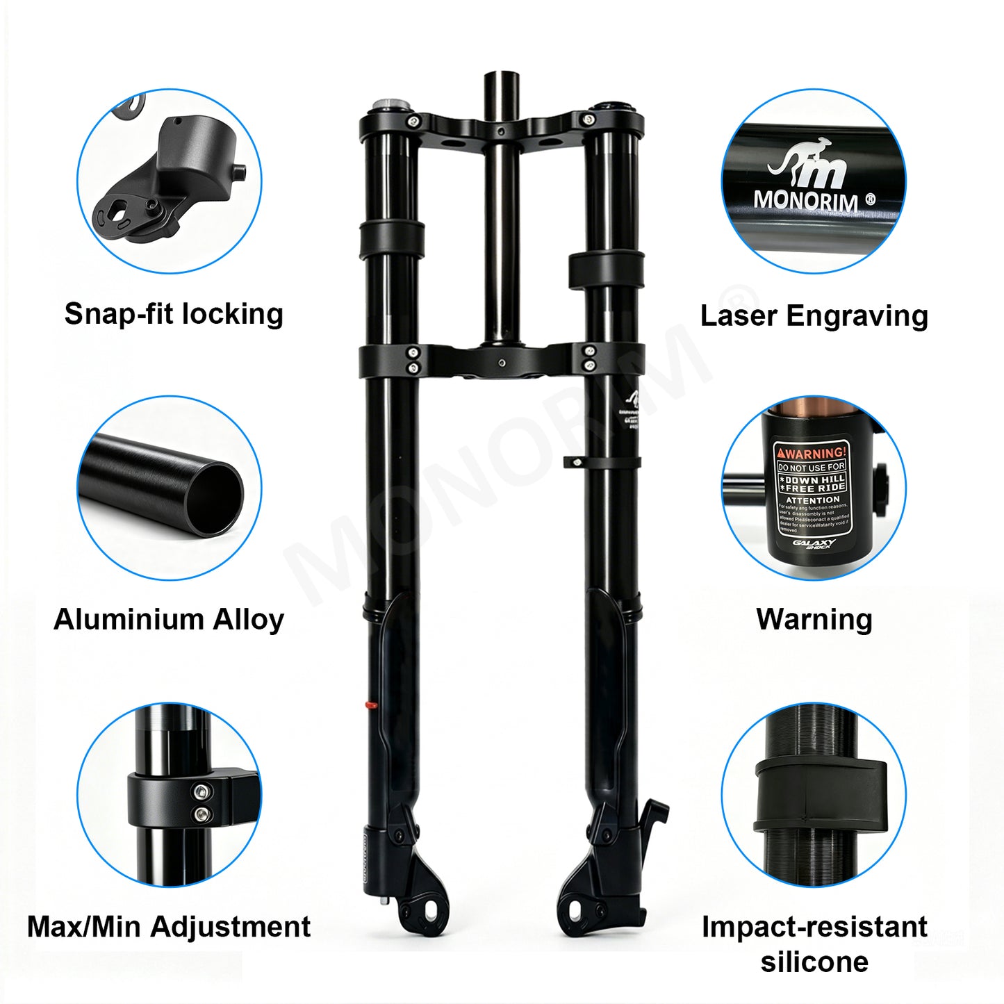 Monorim MF10 front hydraulic front suspension for Road/Foldable fat-tire ebike or emoto upgrade to be more safety and comfort.