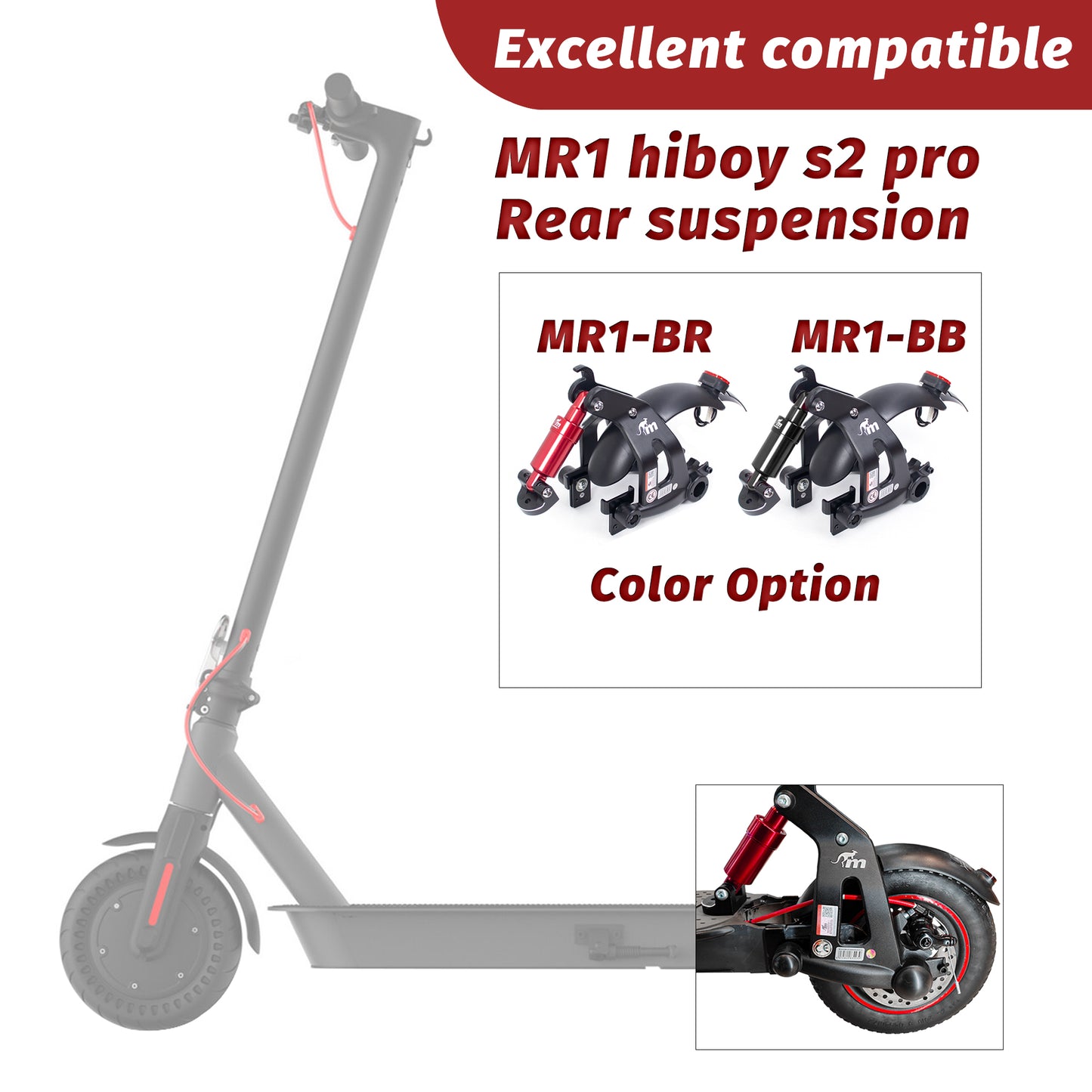 Monorim MR1 Rear Suspension For Hiboy s2 PRO Scooter Specially for 8.5/10inch Shock Absorber Accessories Parts