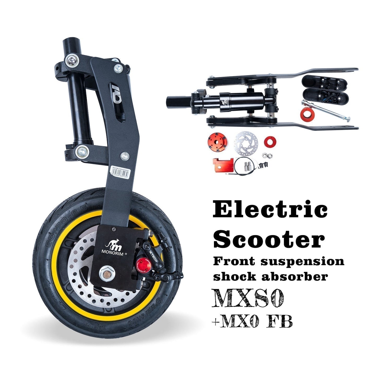 Monorim MXS0 Suspension for lyn scooter , Upgraded front wheel to disc brake via FB MX0