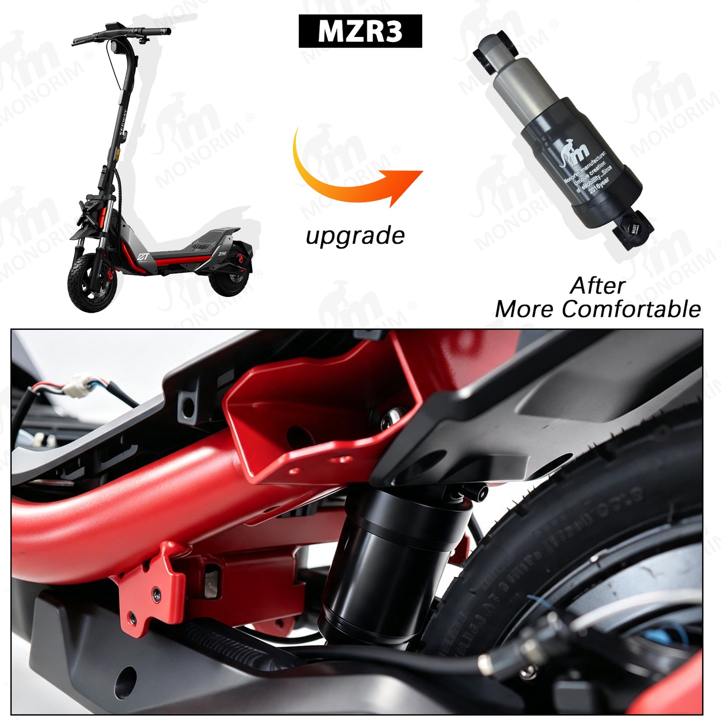 Monorim MZR3 Pro rear air suspension, specialize for ZT3 pro , Air adjust suspension.