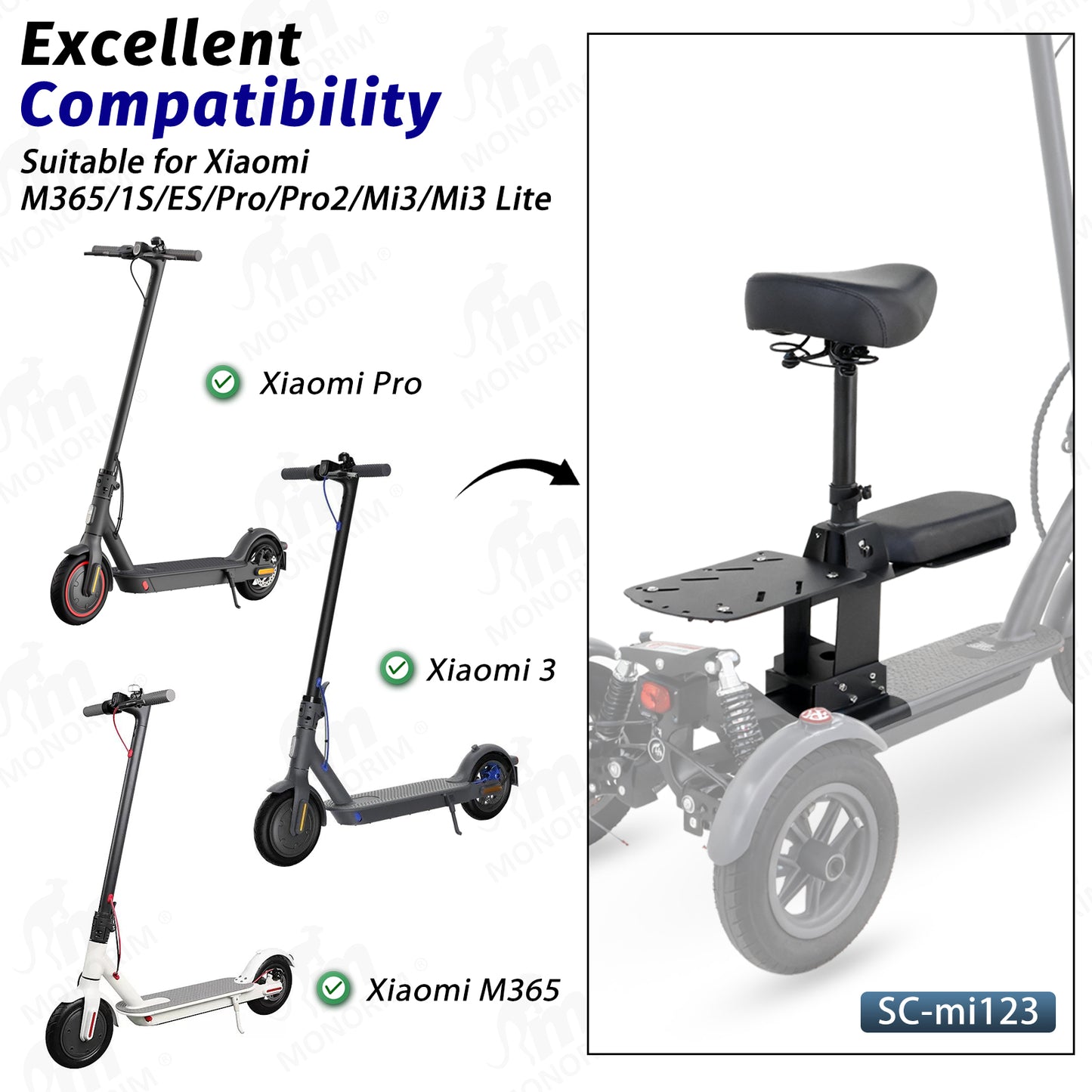 Monorim SC-mi123 world unique seat care driving seat special for xiaomim365/pro1/pro2/mi3/es/essential pro e-scooter