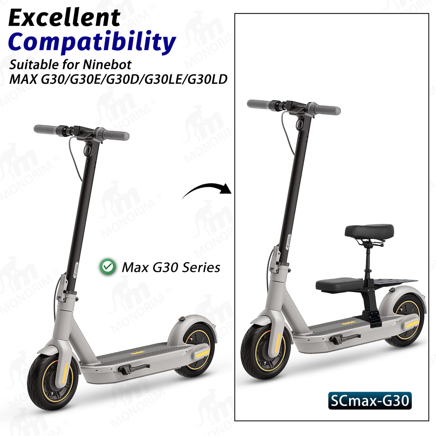 Monorim SCmax-Zt3pro/G2/G65/G30 LD/P/E series world unique seat care driving seat special for Segway Zt3pro/G2/G65/G30 LD/P/E series e-scooter