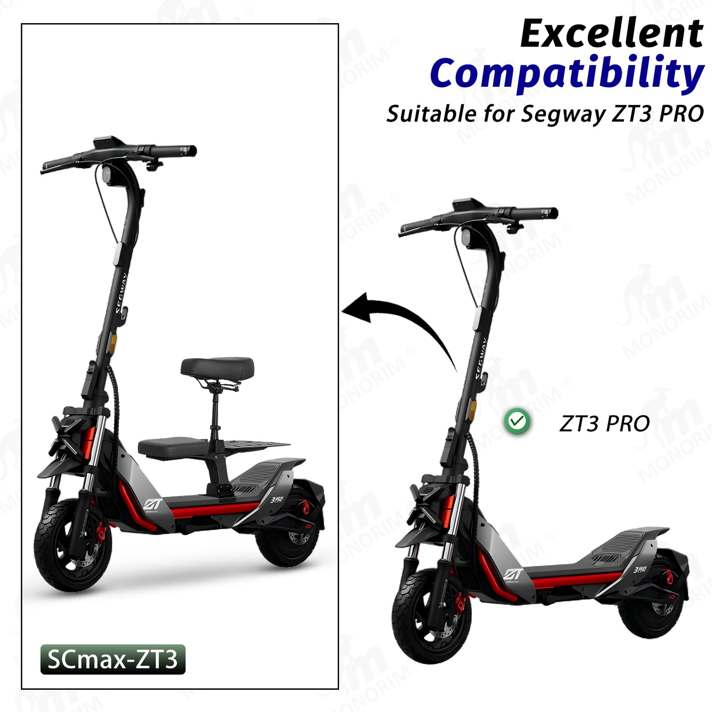 Monorim SCmax-Zt3pro/G2/G65/G30 LD/P/E series world unique seat care driving seat special for Segway Zt3pro/G2/G65/G30 LD/P/E series e-scooter