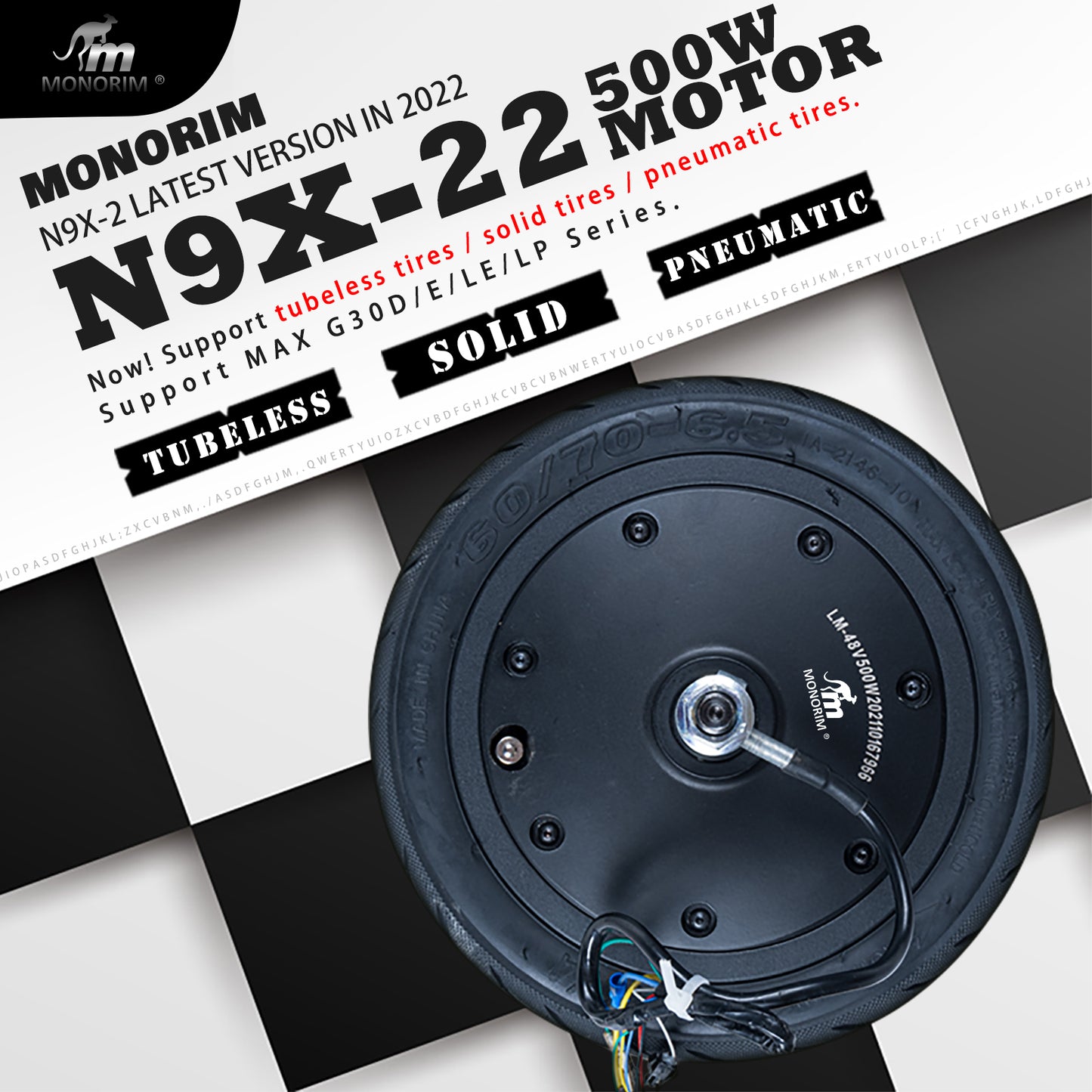 Monorim N9X-22  Inflatable tires compatible for Segway G30 lp  48V 500W 60km/h support motor