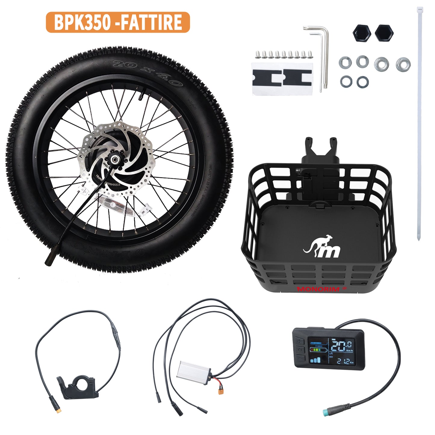 Monorim BPK350 e-bike power kit  380w bike Upgrade to be e-bike with basket for Turn Pedal Bicycle Into E-bike.