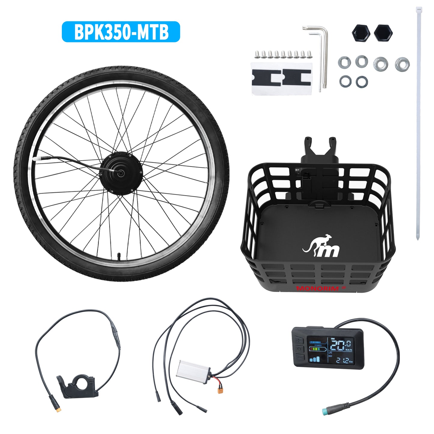 Monorim BPK350 e-bike power kit  380w bike Upgrade to be e-bike with basket for Turn Pedal Bicycle Into E-bike.
