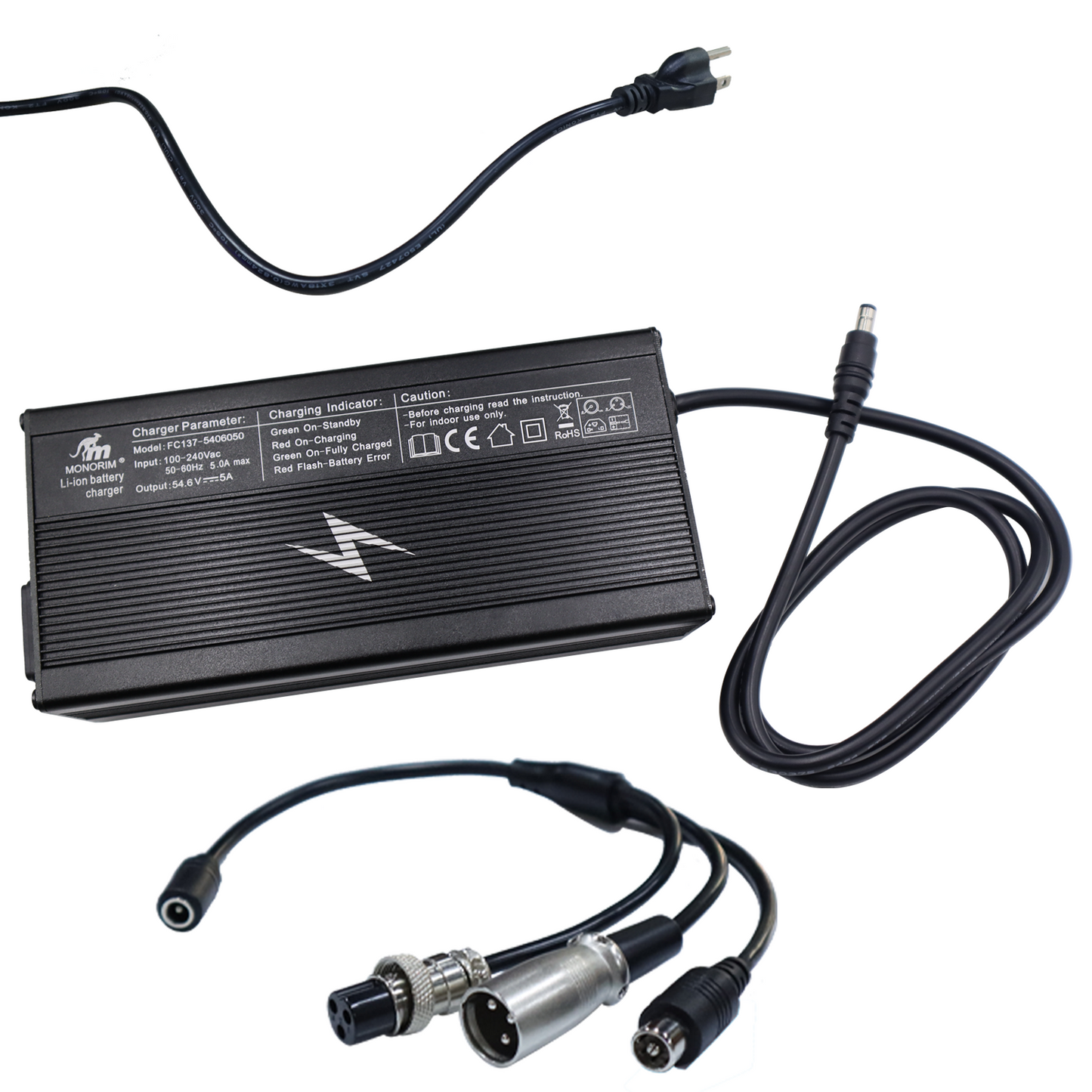 Monorim C5A HIGH fast Charger  54.6v 5.0ah for 48v escooter and ebike.