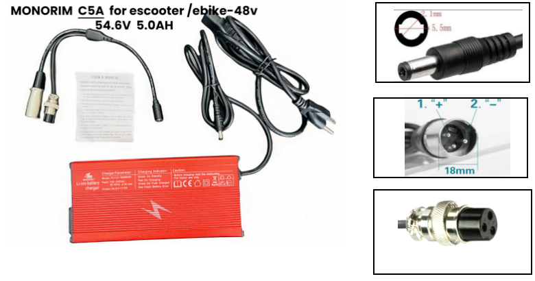 Monorim C5A HIGH fast Charger  54.6v 5.0ah for 48v escooter and ebike.