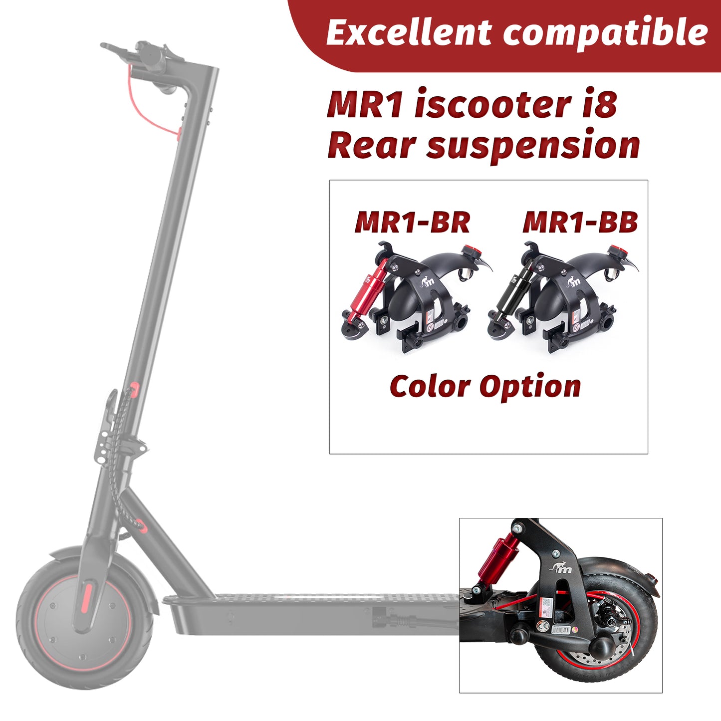 Monorim MR1 Rear Suspension For Iscooter i8 Scooter Specially for 8.5/10inch Shock Absorber Accessories Parts