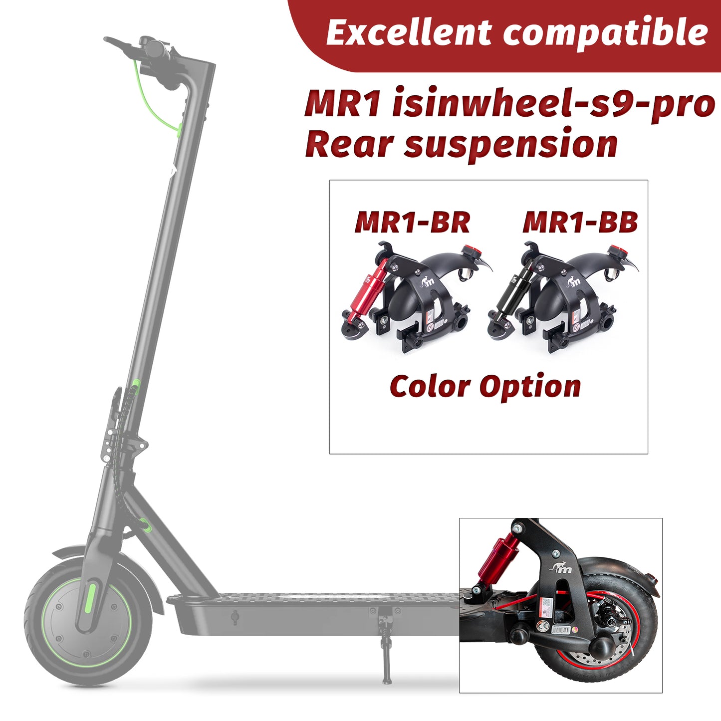 Monorim MR1 Rear Suspension For Isinwheel s9 pro Scooter Specially for 8.5/10inch Shock Absorber Accessories Parts