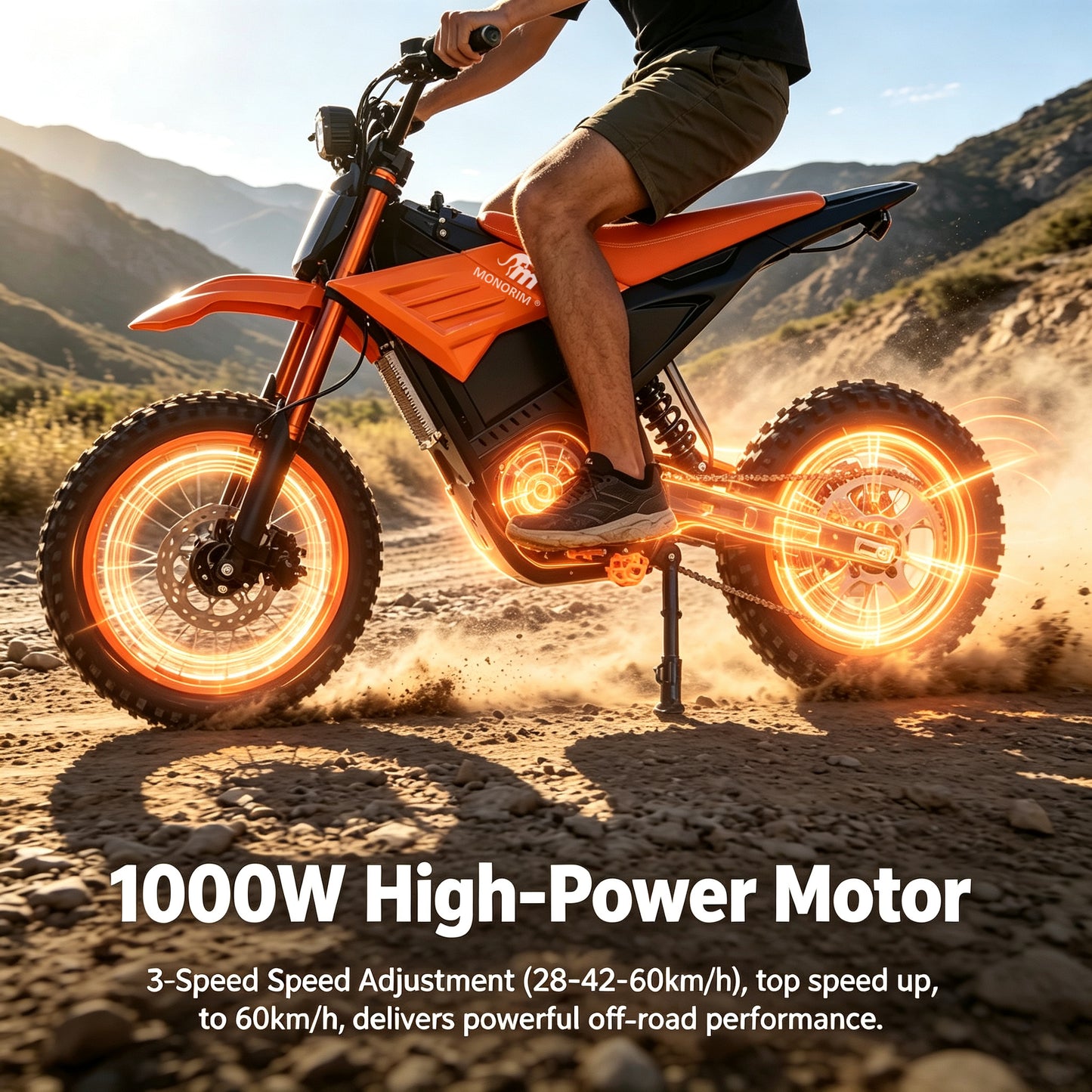 MONORIM WISH007 PRO DIRT BIKE 48v 20.8ah 1000w motor 60km/h  off road tire