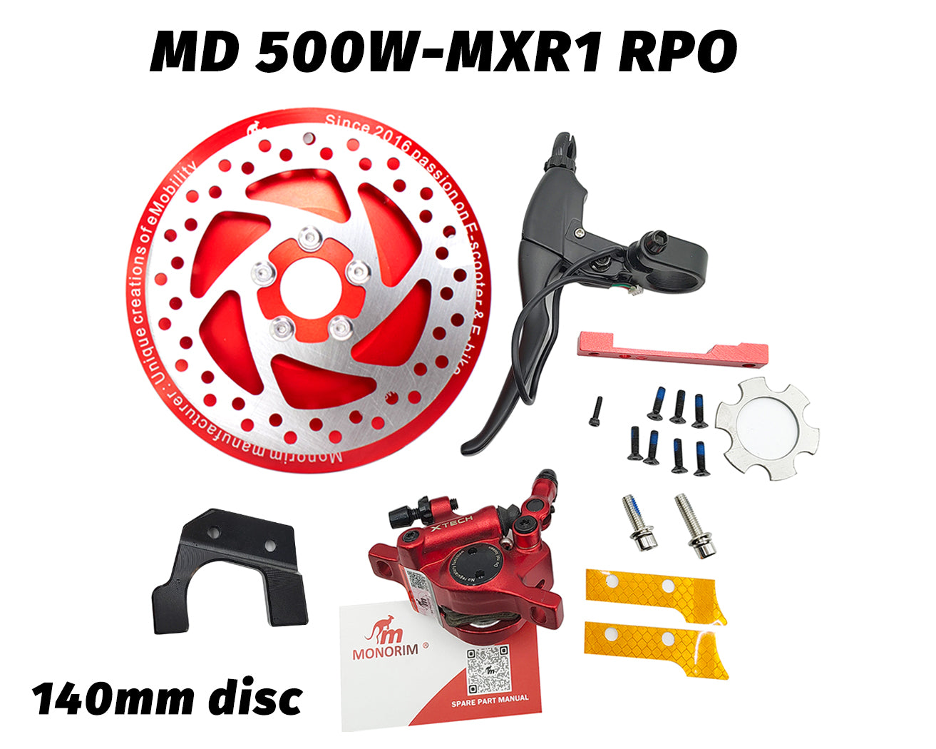 MONORIM MD-MXR1 Pro Xtech Disc Brake Upgrade Parts for Segway Ninebot Scooter Max G30 Series, 140mm for Rear Motor with MXR1